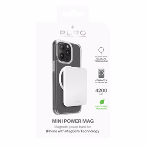 Puro Slim Power Mag 4200mAh Power Bank with MagSafe USB-C - White