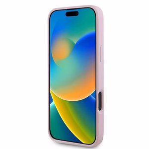 Dėklas telefonui Guess Grūdėtas auksinis žiedas MagSafe iPhone 16 Plus - rožinis