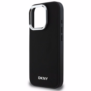 DKNY Paprastas sidabrinis logotipas magnetinis iPhone 16 Pro Max dėklas - juodas