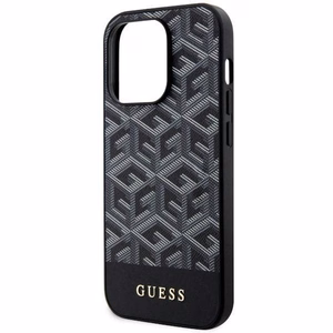 Guess GUHMP14LHGCFSEK iPhone 14 Pro 6.1" juodas/juodas kietas dėklas GCube Juostelės MagSafe