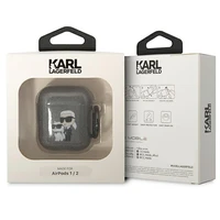 Karl Lagerfeld KLA2HNKCTGK Airpods 1/2 dėklas juodas/juodas Blizgučiai Karl&Choupette