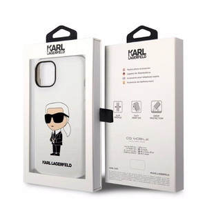 Karl Lagerfeld KLHCP14MSNIKBCH iPhone 14 Plus 6.7" kietasis dėklas baltas/baltas Silikoninis Ikonik