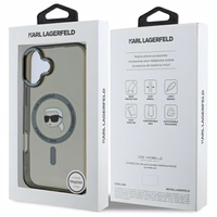 Karl Lagerfeld IML Metal Karl Head Magnetinis iPhone 16 Plus dėklas - juodas