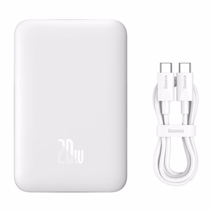 Maitinimo baterija "Baseus Magnetic", 10000 mAh, USB-C 20W, MagSafe (balta)