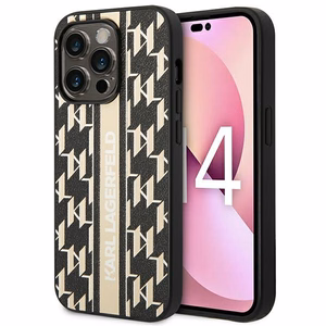 Karl Lagerfeld KLHCP14XPGKLSKW kietas dėklas iPhone 14 Pro Max 6,7" Monogram Stripe – rudas