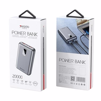 yesido Powerbank YP47 20 000 mAh 22.5W  + PD 20W led sidabrinis