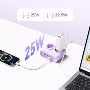 Orico PDC25 25W 6in1 maitinimo blokas 2x AC + 2x USB-A + 2x USB-C - violetinis