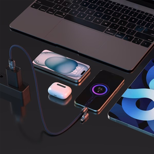 Dudao L20Max 65W 4-in-1 mėlynas laidas su dirželiu USB-C į USB-C su Lightning ir USB-A adapteriais