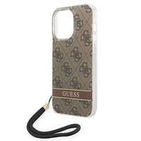 Guess GUOHCP14XH4STW iPhone 14 Pro Max 6.7 "rudas/rudas kietas dėklas 4G rašto dirželis