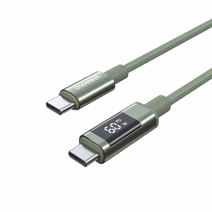Choetech XCC-1068 PD 60W USB-C - USB-C laidas su ekranėliu 1.2 m - žalias