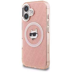 Karl Lagerfeld IML Choupette Head Logo MagSafe Dėklas iPhone 16 - rožinis