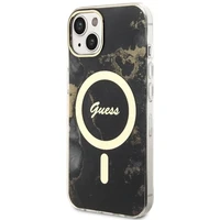 Guess GUHMP14MHTMRSK iPhone 14 Plus 6.7" Dėklas telefonui juodas/juodas auksinis marmuras Magnetinis