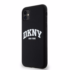 DKNY Liquid Silicone White Printed Logo MagSafe Чехол для iPhone 11/Xr - чёрный