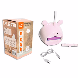 LED Teddy bear desk Lempa 3W, 3000/4500/6000K, adjustable, 1200mAh, rožinis,  LTC