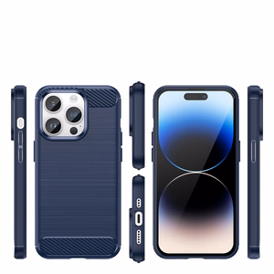 Karboninis dėklas iPhone 14 Pro Max - gelio nugaros dangtis, mėlynos spalvos