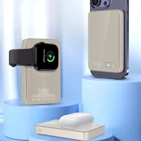 Blavec Išorinė baterija 10000mAh BJ-04 Plona 13,5mm - Type C - 22,5W magnetinė Magsafe 3 in 1 (PBBJ04-MC10GD) auksinė stiklas