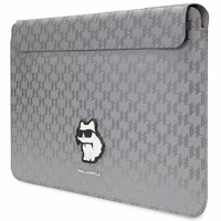 Karl Lagerfeld Saffiano Monograma Choupette dėklas 14" nešiojamam kompiuteriui - sidabrinis