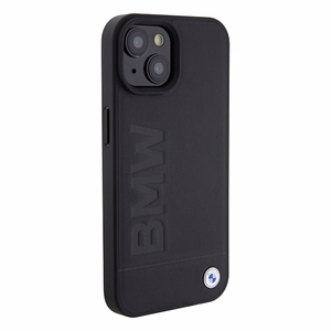 BMW BMHMP15SSLLBK iPhone 15 6.1" juodas/juodas Magsafe kietasis dėklas Signature Logo Imprint