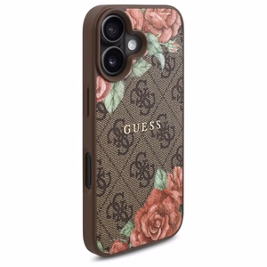 Guess GUHMP16SP4ROPEMCW iPhone 16 6.1" rudas/rudas kietas dėklas 4G Gėlių Raštas Magnetinis