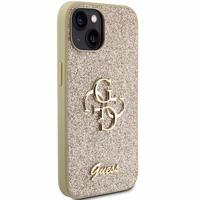 Guess Glitter Script Big 4G dėklas telefonui iPhone 15 - auksinė