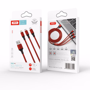 XO kabelis NB173 3in1 USB - Lightning + USB-C + microUSB 1,2 m 2,4A juodas