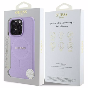 Guess Saffiano Magnetinis dėklas iPhone 16 Pro - violetinis