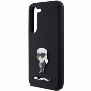 Karl Lagerfeld silikoninis Ikonik metalinis smeigtukas dėklas telefonui Samsung Galaxy S23 - juodas