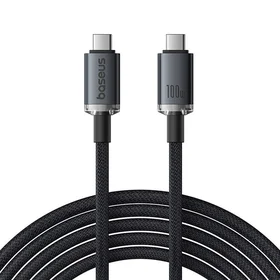 Greito įkrovimo kabelis Baseus Crystal Shine USB-C į USB-C 100W, 1,5m, 20Gb (juodas)