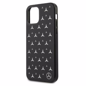 Mercedes Sidabrinių žvaigždžių rašto dėklas iPhone 12 Pro Max - juodas