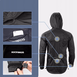 Rockbros YPY013BKL kvėpuojanti, neperpučiama striukė nuo lietaus, L dydis, juoda