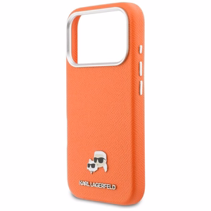 KARL LAGERFELD dėklas IPHONE 17 Pro Max, suderinamas su MagSafe KLHMP17X6PFKCLO (PU FW W/ K&C Head Pin), oranžinis