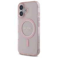 Guess GUHMP16SHFGEREP iPhone 16 6.1" rožinis/rožinis kietas dėklas IML Glitter Circle Magnetinis