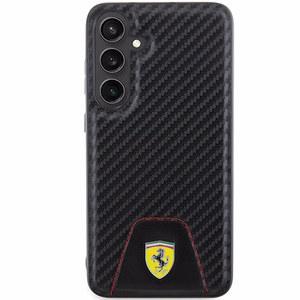 Ferrari Carbon Stitched Bottom dėklas telefonui Samsung Galaxy S24+ - juodas