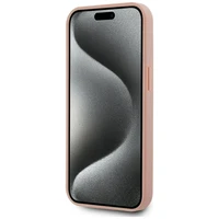 Karl Lagerfeld odinis monograma metalinis logotipas Magnetinis iPhone 15 dėklas - rožinis