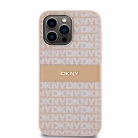 DKNY Odinis mono juosta ir metalinis logotipas dėklas telefonui iPhone 14 Pro Max - rožinis