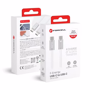 Laidas USB C į USB C Forcell F-Energy QC4.0 PD 5A 240W Cafule Color 2 m CBN1 baltas