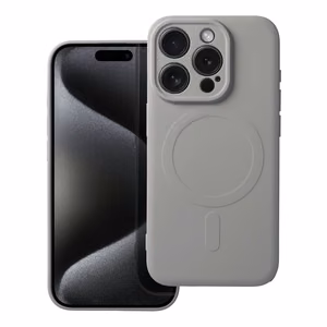 Чехол для iPhone 15 Pro силиконовый Mag Cover совместимый с MagSafe титановый серый
