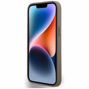 DKNY Odinis spausdintas raštas metalinis logotipas Magnetinis dėklas iPhone 15 / 14 / 13 - ruda