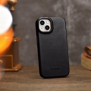 iCarer CE Oil Wax Premium odinis folio dėklas iPhone 14 Plus Magnetinis atverčiamas dėklas su MagSafe Juodas (AKI14220707-BK)
