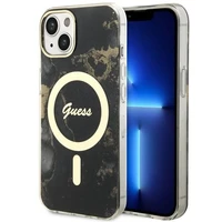 Guess GUHMP14MHTMRSK iPhone 14 Plus 6.7" Dėklas telefonui juodas/juodas auksinis marmuras Magnetinis