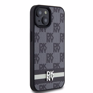 DKNY Odinis languotas mono raštas ir spausdintos juostos dėklas telefonui iPhone 15 Plus / 14 Plus - juodas