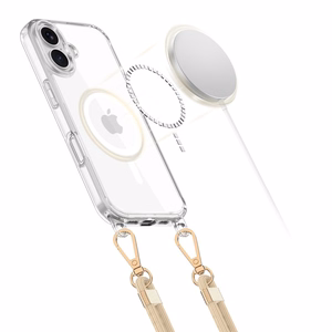 Tech-Protect FlexAir Chain MagSafe iPhone 16 dėklas - skaidrus + 2 dirželiai (juodas ir taupe)