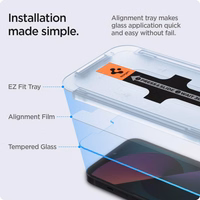 Spigen Glas.tR EZ Fit grūdintas stiklas iPhone 13 / 13 Pro / 14 / 16e – 2 vnt.