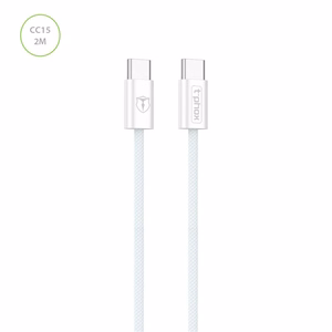 T-PHOX LAIDAS CC15 SERIJOS USB-C/USB-C 60W 3A 2M BALTAS
