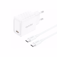 FONENG tinklo įkroviklis EU55 GaN PD 20W 1xUSB-C + laidas USB-C - USB-C baltas