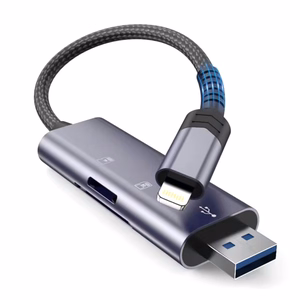 Tech-Protect UltraBoost SD/micro SD kortelių skaitytuvas su Lightning / USB-A jungtimi - pilkas