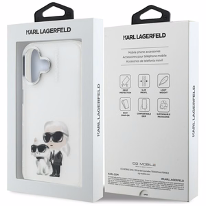 Karl Lagerfeld IML Aquarelle Karl & Choupette & Logo iPhone 16 deklas - baltas