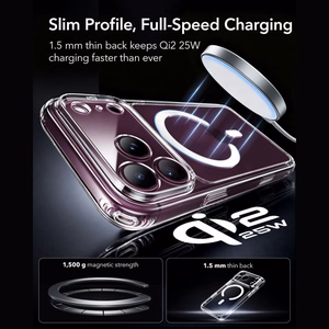 ESR Classic Hybrid MagSafe dėklas, skirtas iPhone 18 Pro / 17 Pro – skaidrus