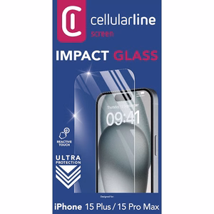 Cellularline Impact Glass grūdintas apsauginis ekrano stiklas, skirtas iPhone 15 Plus / 15 Pro Max