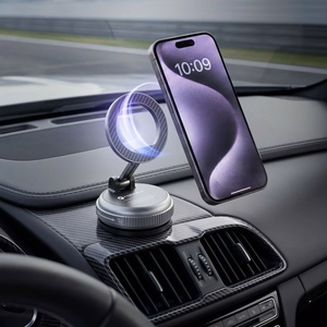 Магнитный автомобильный держатель Forcell F-Grip Magic Mag с присоской, совместимый с MagSafe, — чёрный